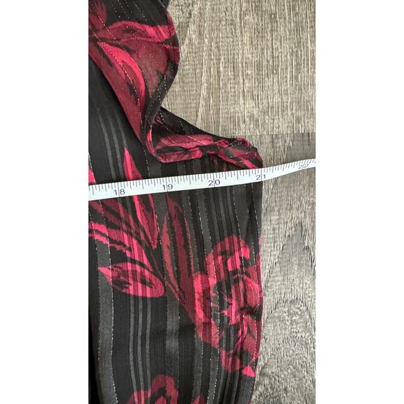 WHBM Sleeveless Smocked Waist Ruffle Midi Dress Womens XL Petite Black Red - Picture 13 of 14